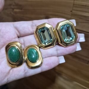 J. Crew Gold and Green Statement Earrings